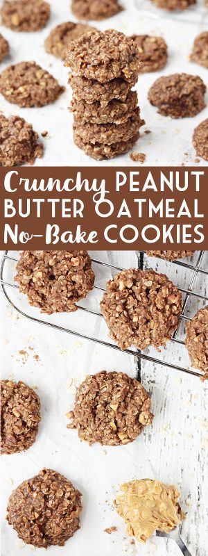 Crunchy Peanut Butter No Bake Cookies - Half-Scratched