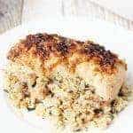 One-Pan No Peek Chicken and Rice -- One-pan no peek chicken and rice is sure to become a favorite family meal! Wild rice, soup, and chicken are combined in a single baking dish then baked to creamy chicken and rice perfection! | halfscratched.com #chicken #onepan #easyrecipe #maindish #dinner