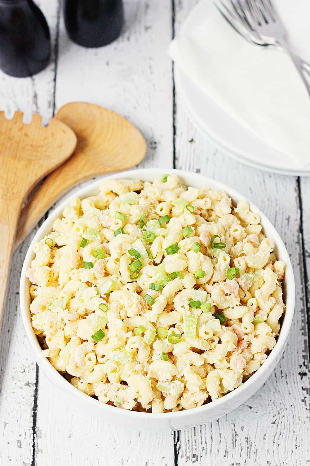 SHRIMP PASTA SALAD -- This shrimp pasta salad is a tasty way to switch up your typical macaroni or pasta salad. It takes a few more steps than your typical mac salad but it's so worth it! | halfscratched.com