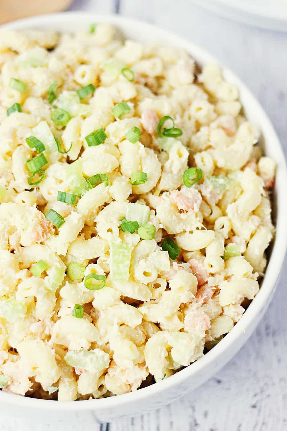 SHRIMP PASTA SALAD -- This shrimp pasta salad is a tasty way to switch up your typical macaroni or pasta salad. It takes a few more steps than your typical mac salad but it's so worth it! | halfscratched.com