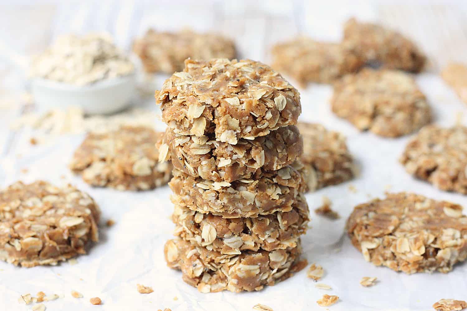 Healthy No-Bake Peanut Butter Oatmeal Protein Cookies