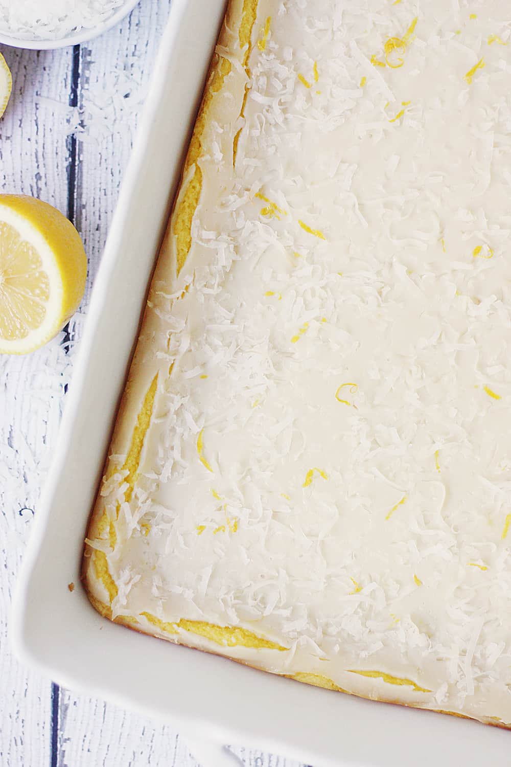 Easy Lemon Bars with a Cake Mix in a Pan closer view