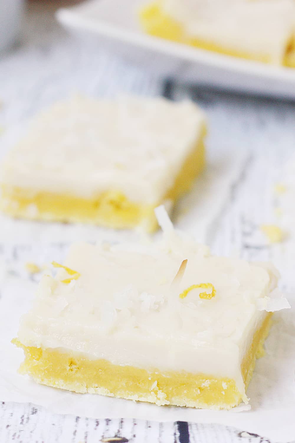 Easy Lemon Bars with a Cake Mix one piece close up