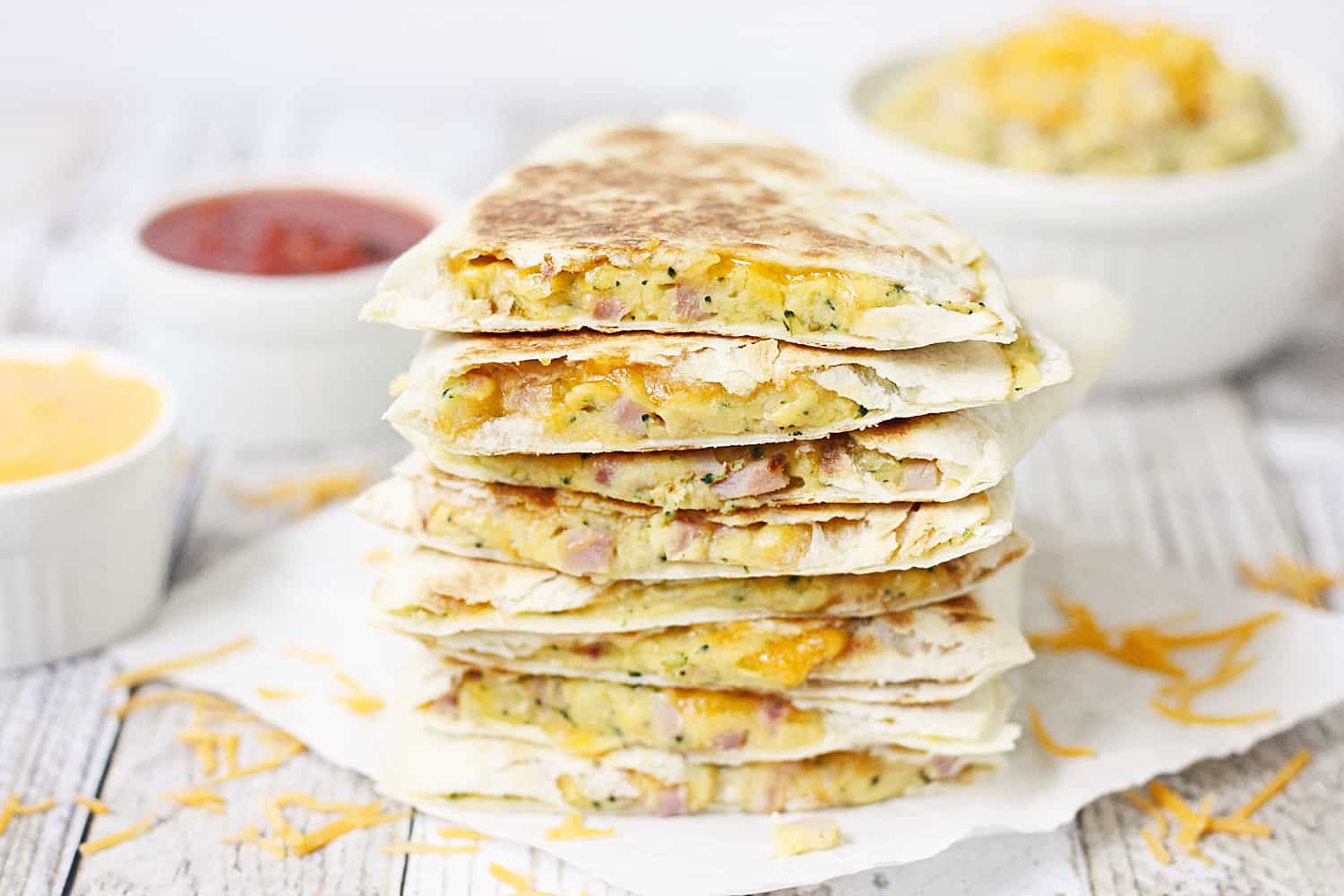 5-Minute Broccoli Ham & Cheese Quesadilla -- A quick and easy way to prepare a midweek meal and pack in some extra veggies.