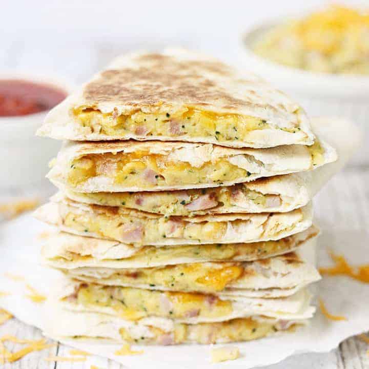 5-Minute Broccoli Ham & Cheese Quesadilla -- This 5-minute broccoli ham and cheese quesadilla is an easy weeknight meal and a tasty way to get your kids to eat their vegetables! This post is sponsored by Idaho Spuds