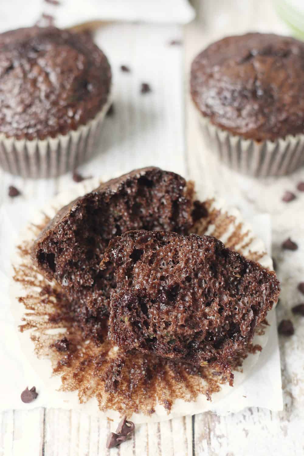 Eaten Double Chocolate Zucchini Muffin