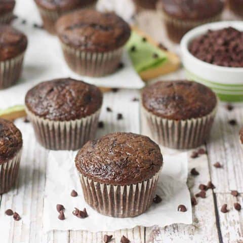 EASY Double Chocolate Zucchini Muffins