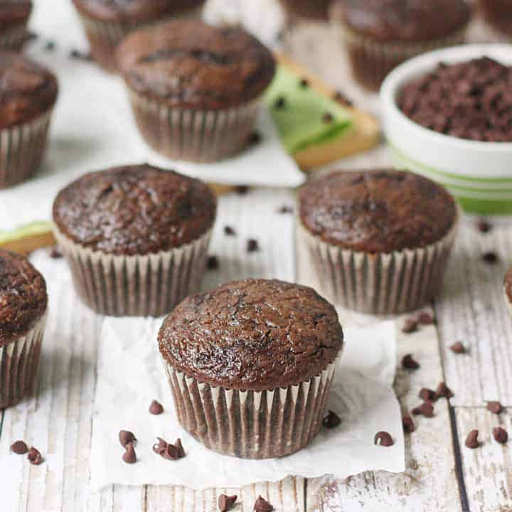 EASY Double Chocolate Zucchini Muffins