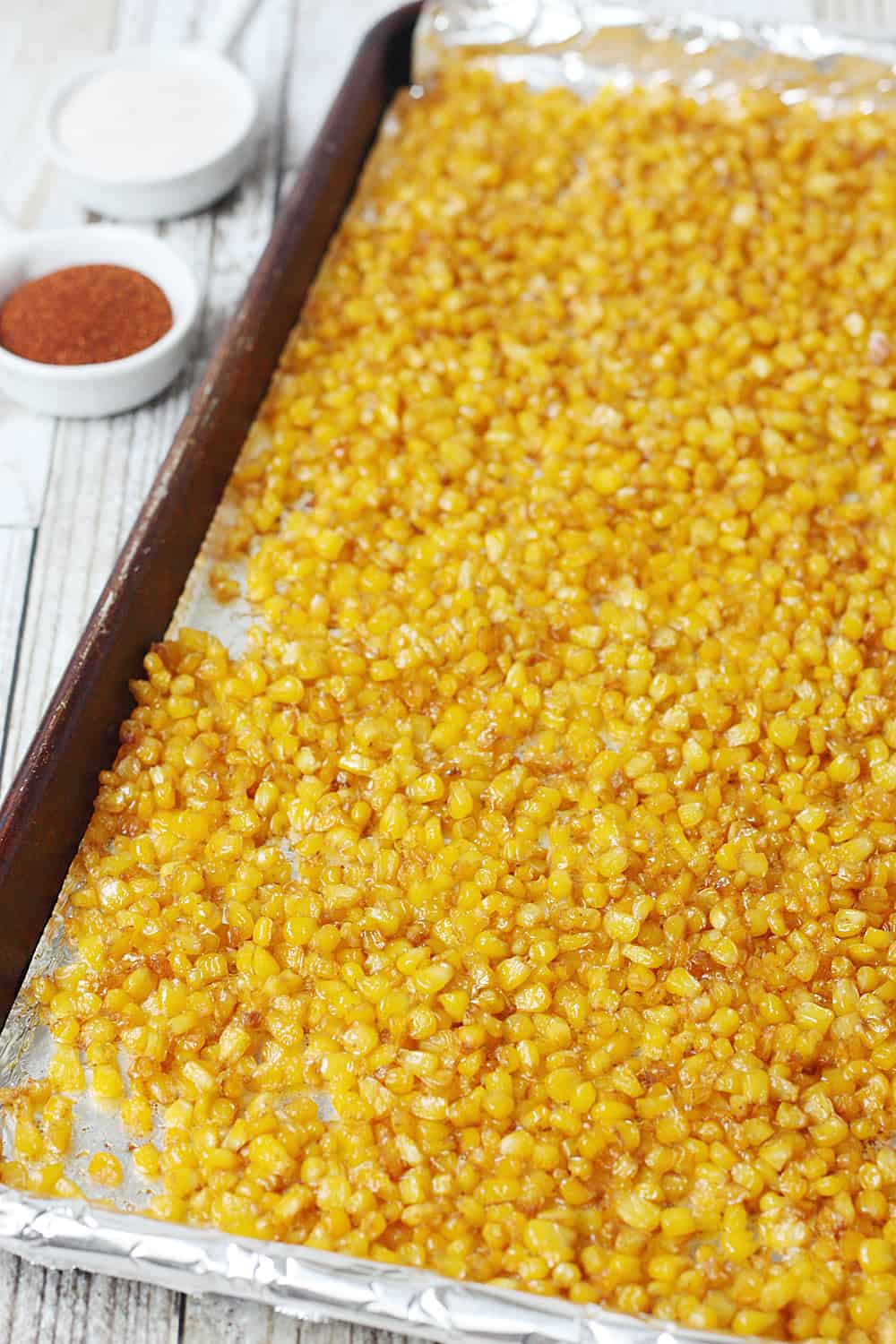 corn on oven baking tray