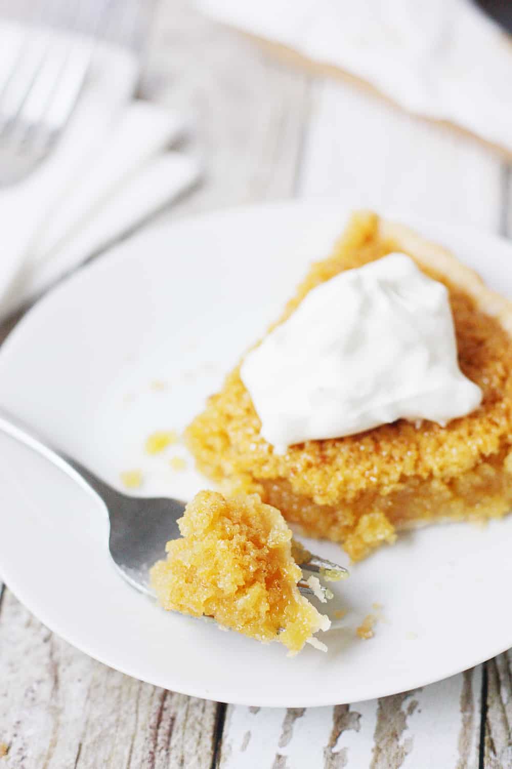 EASY Treacle Tart on a fork.