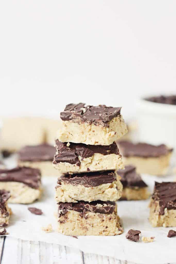 Easy No Bake Peanut Butter Bars Half Scratched