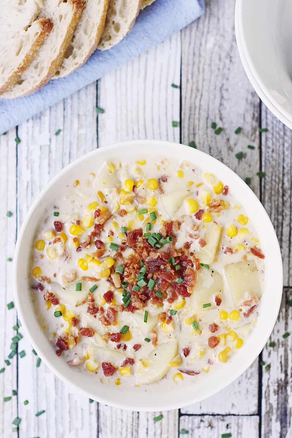 Easy Slow Cooker Corn Chowder top view