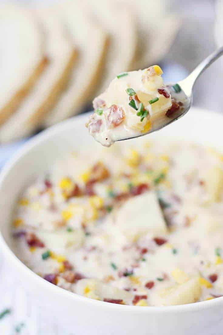 Easy & Delicious Slow Cooker Corn Chowder HalfScratched