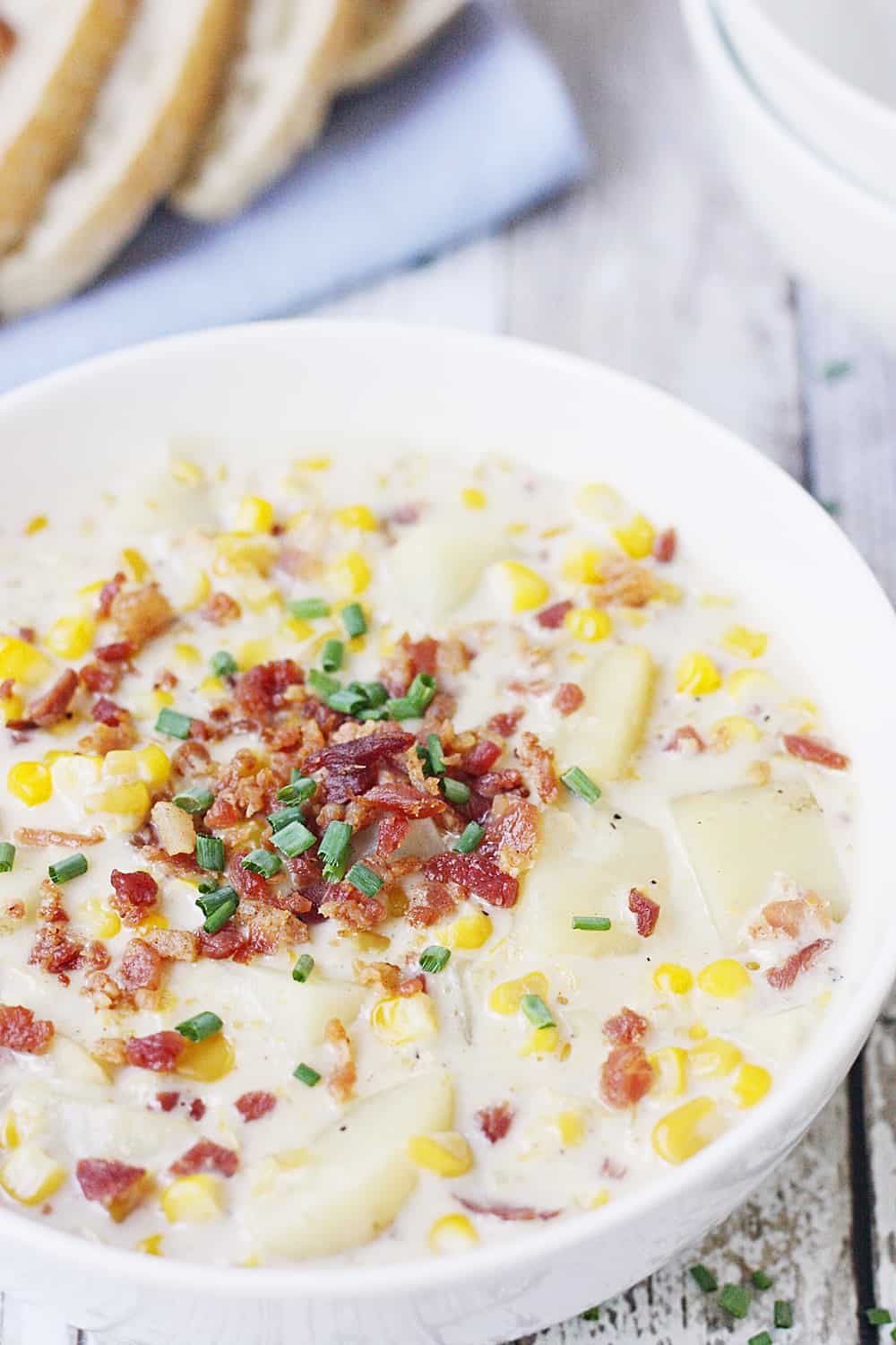 Easy Slow Cooker Corn Chowder in a bowl