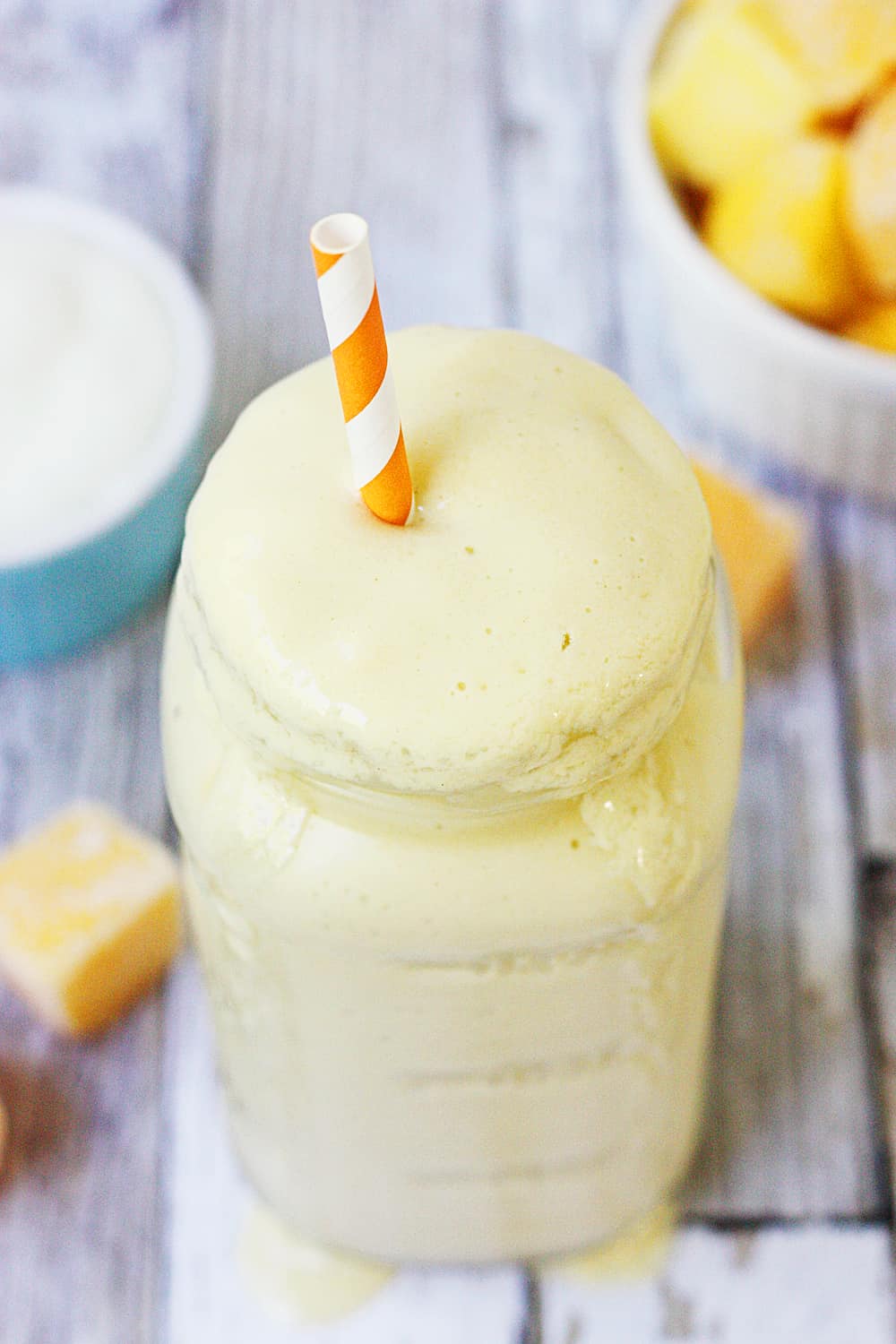 Easy Mango Protein Smoothie top view.