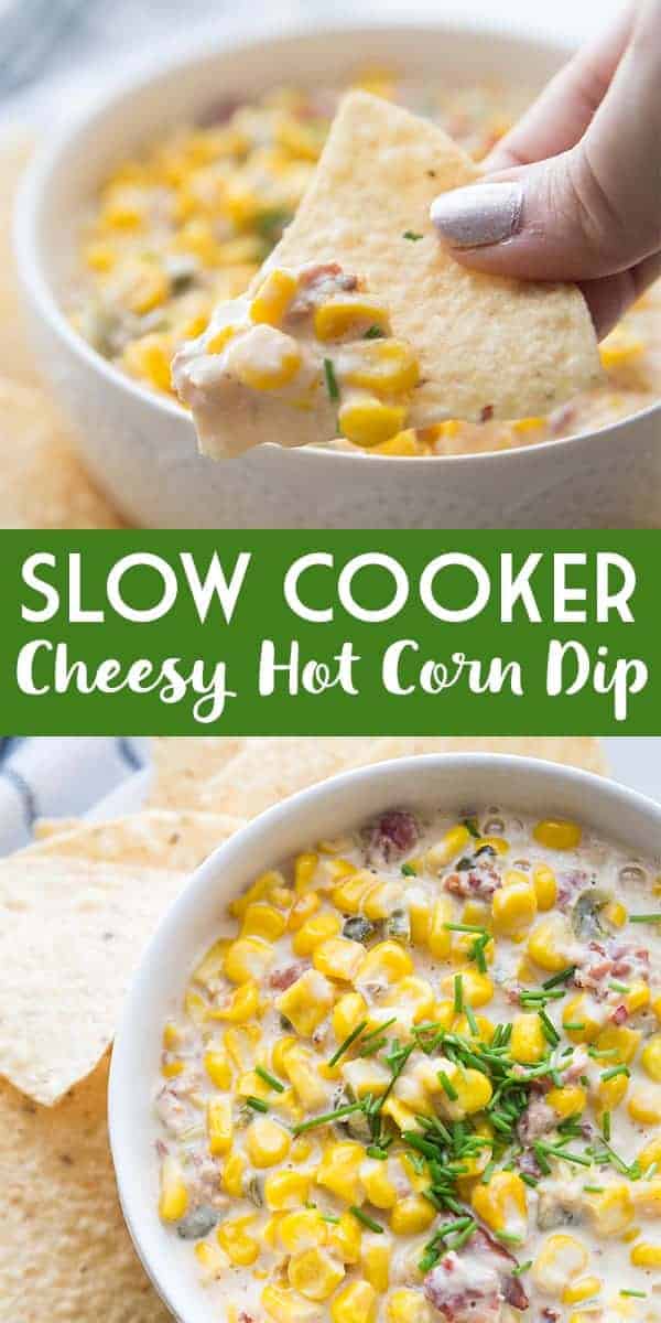 Slow Cooker Cheesy Hot Corn Dip - Half-Scratched