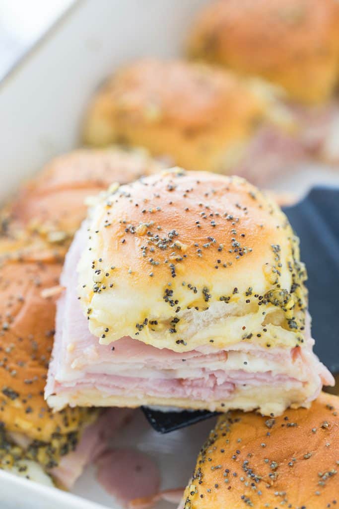 Ham and Cheese Sliders with Poppy Seed Drizzle HalfScratched