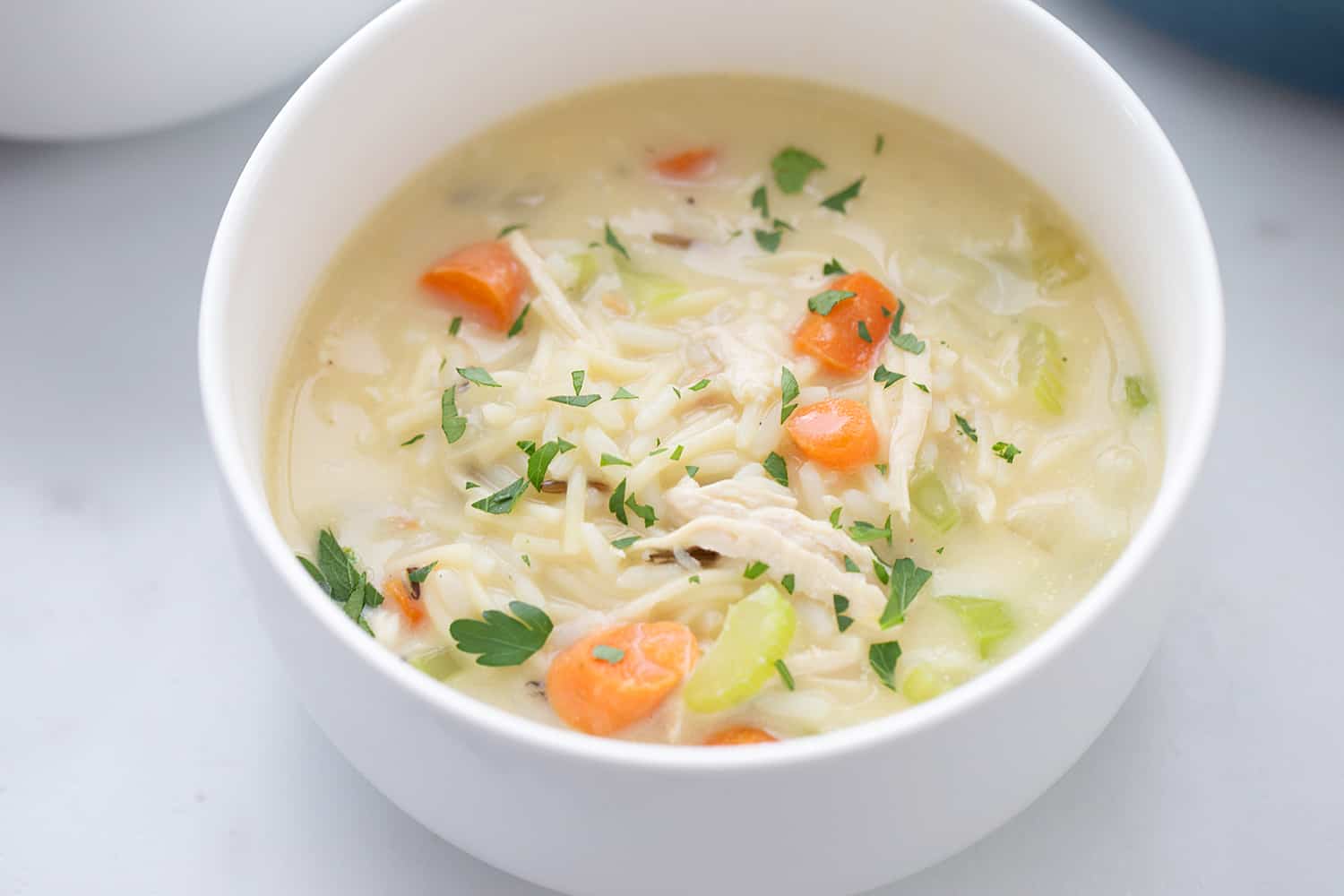 Easy Creamy Chicken Noodle and Rice Soup