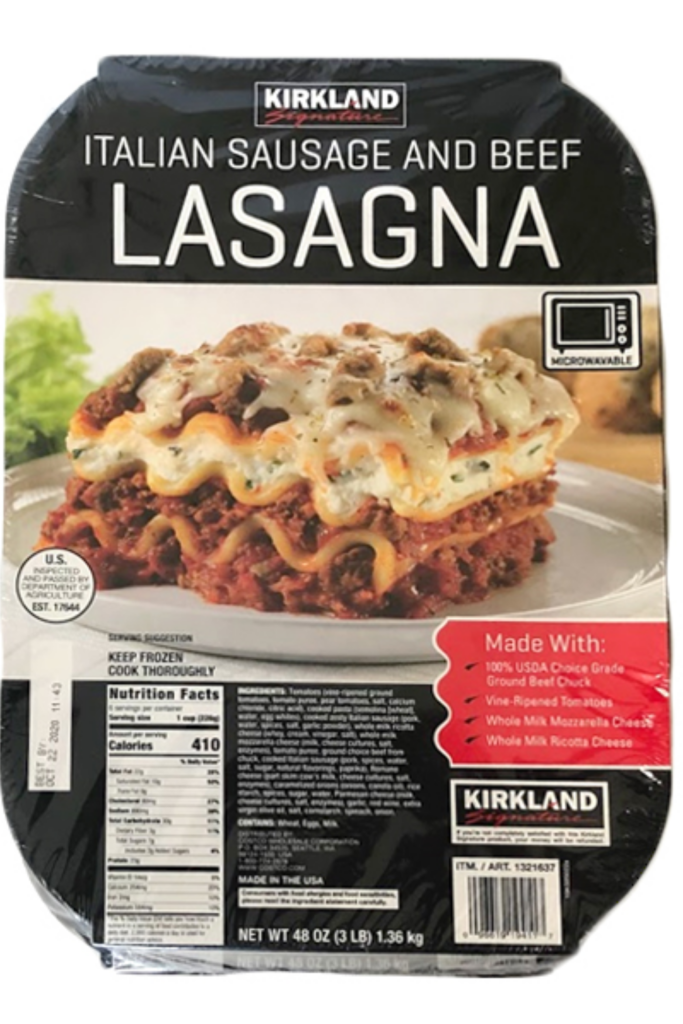 Kirkland Signature Frozen Lasagna from Costco