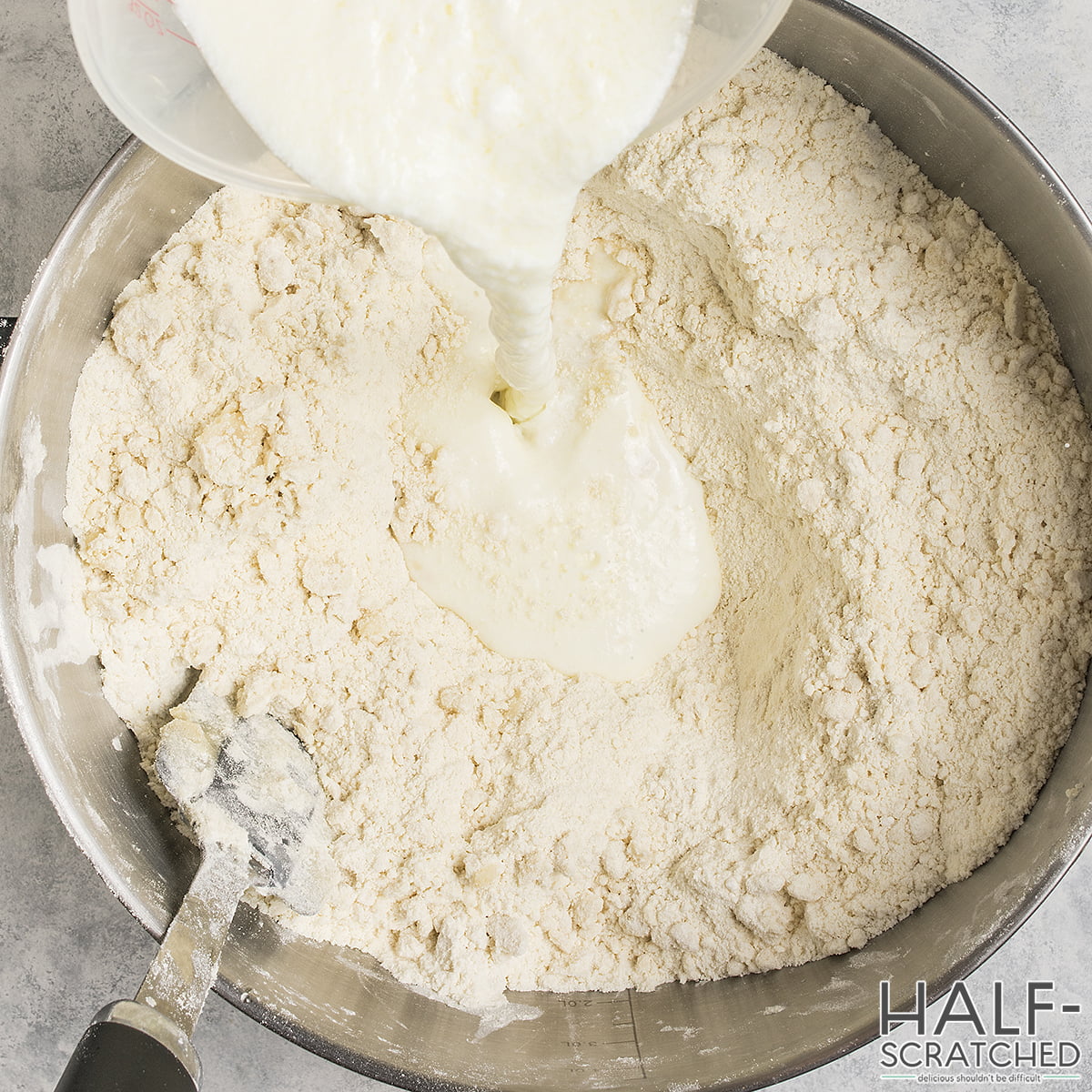 Adding buttermilk to the mixture