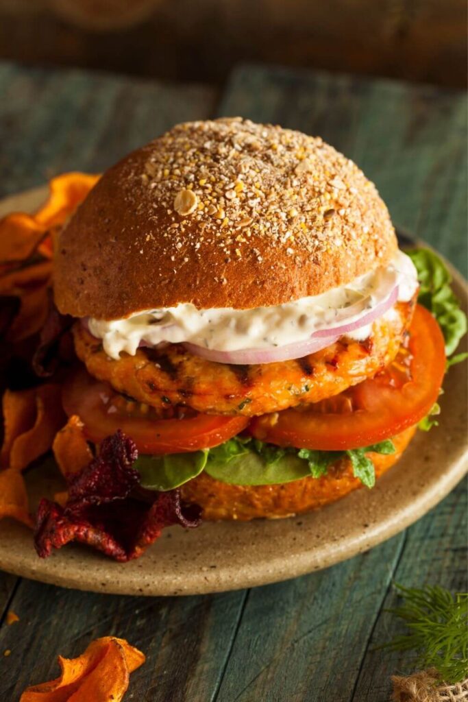 salmon patties burger