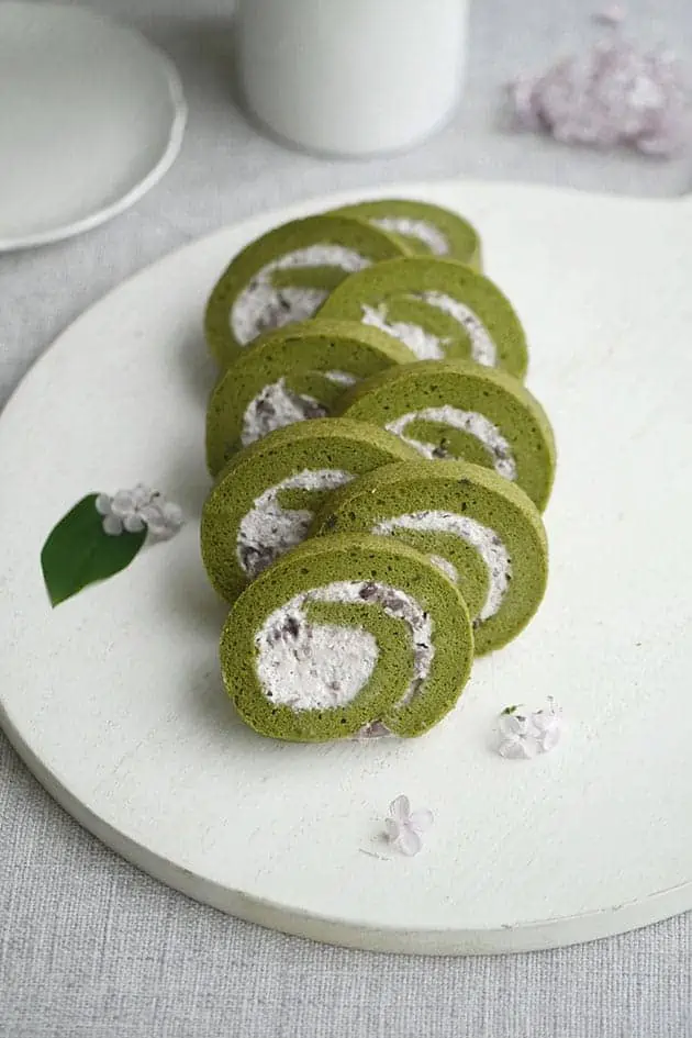 Matcha Cake Roll with Adzuki Bean Cream
