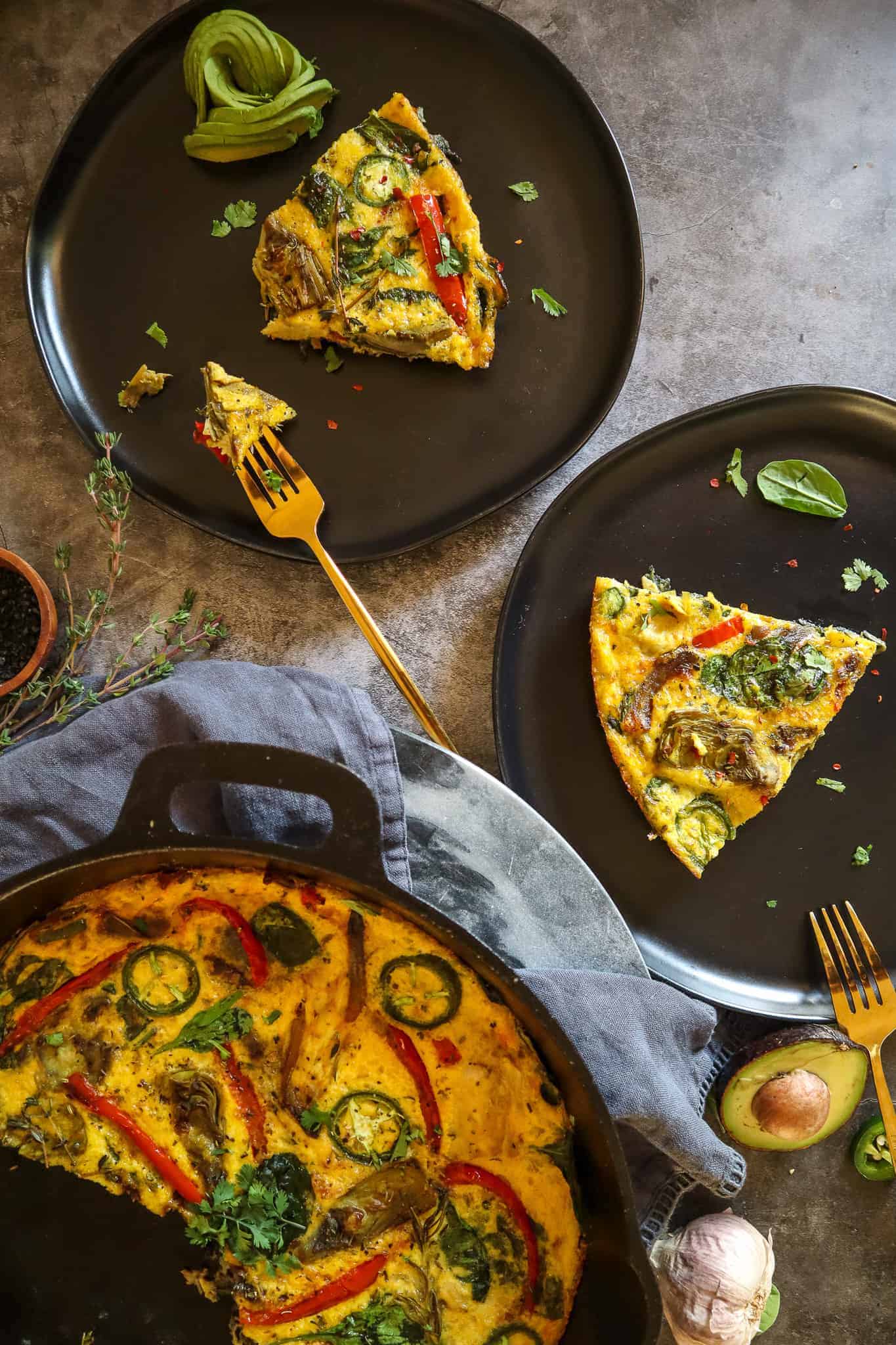 Plant-based Spinach Artichoke Frittata with Just Egg