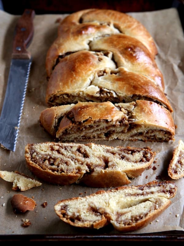 Cinnamon-Walnut Stuffed Challah Bread