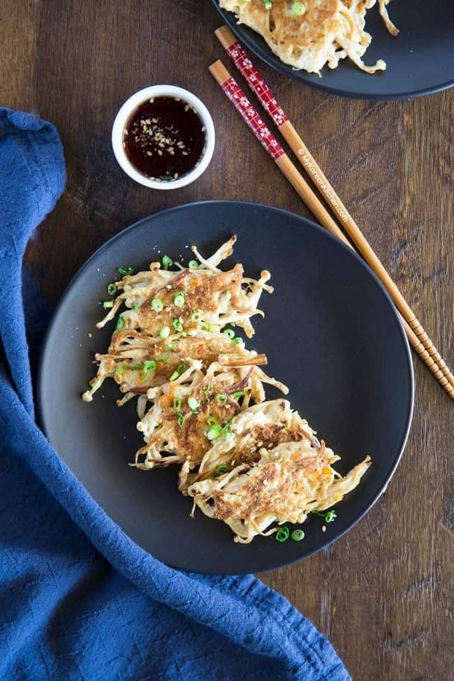 Korean Enoki Mushroom Pancakes