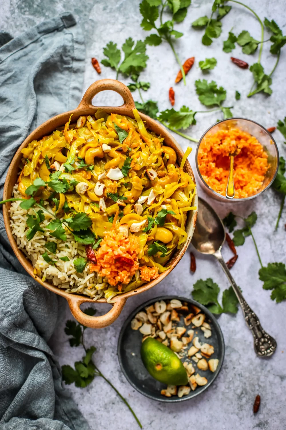 Sri Lankan Style Cabbage, Coconut and Cashew Curry
