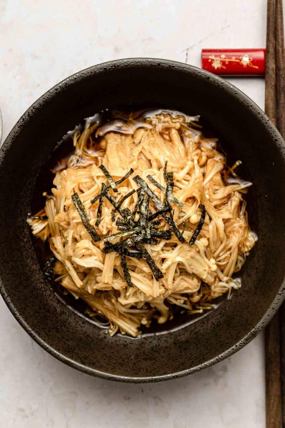 Enoki Mushrooms with Soy Butter Sauce