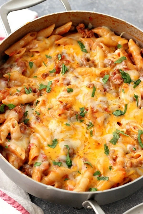 One Pot Cheesy Sausage Penne