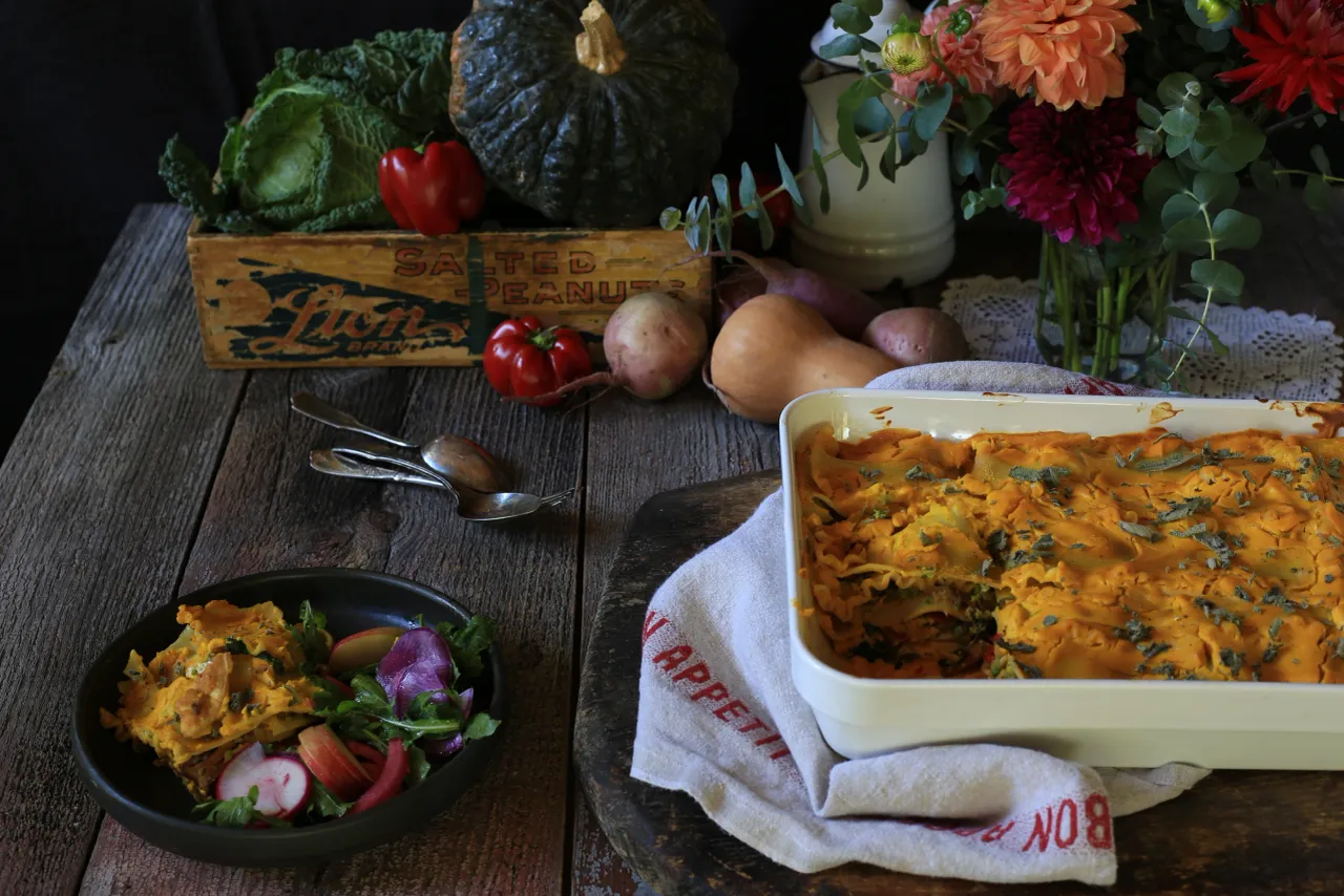 Vegan Puffball Mushroom Pumpkin Lasagna