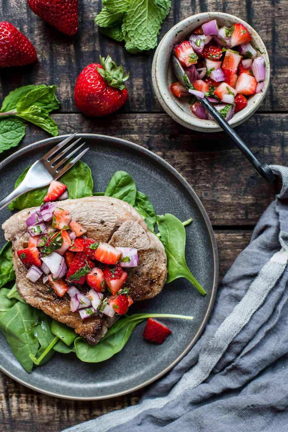 Grilled Lamb Shoulder Chop with Strawberry Mint Truffle Sauce