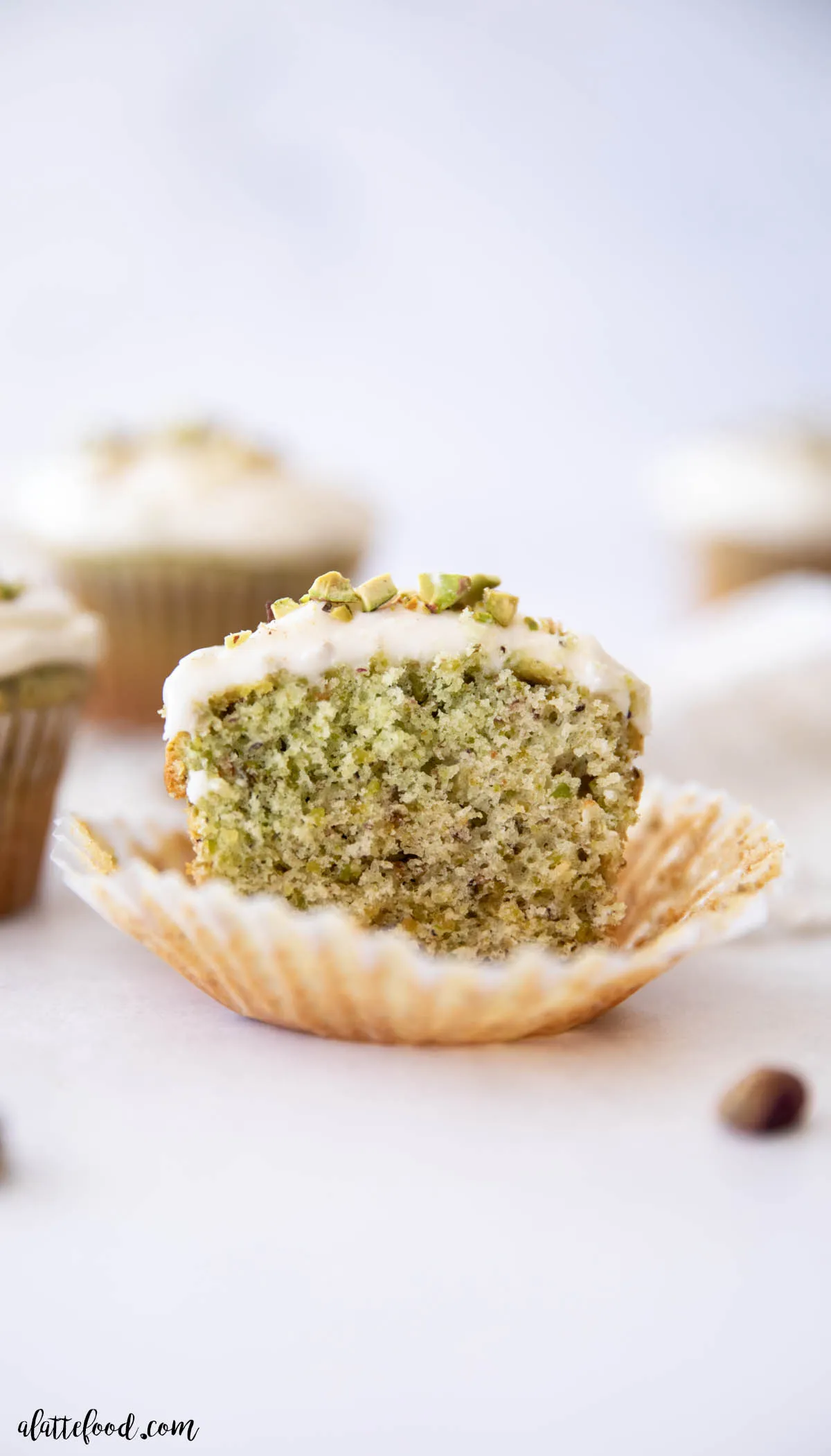 Honey Pistachio Cupcakes with Cream Cheese Frosting