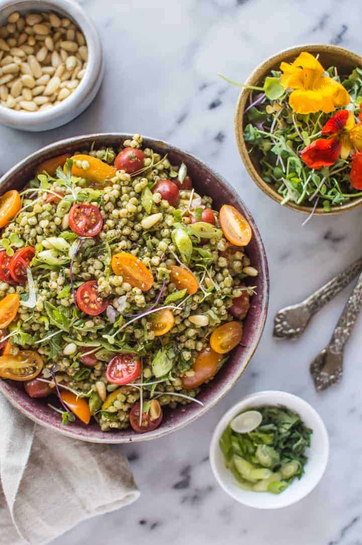 Sorghum Salad with Kale Pesto
