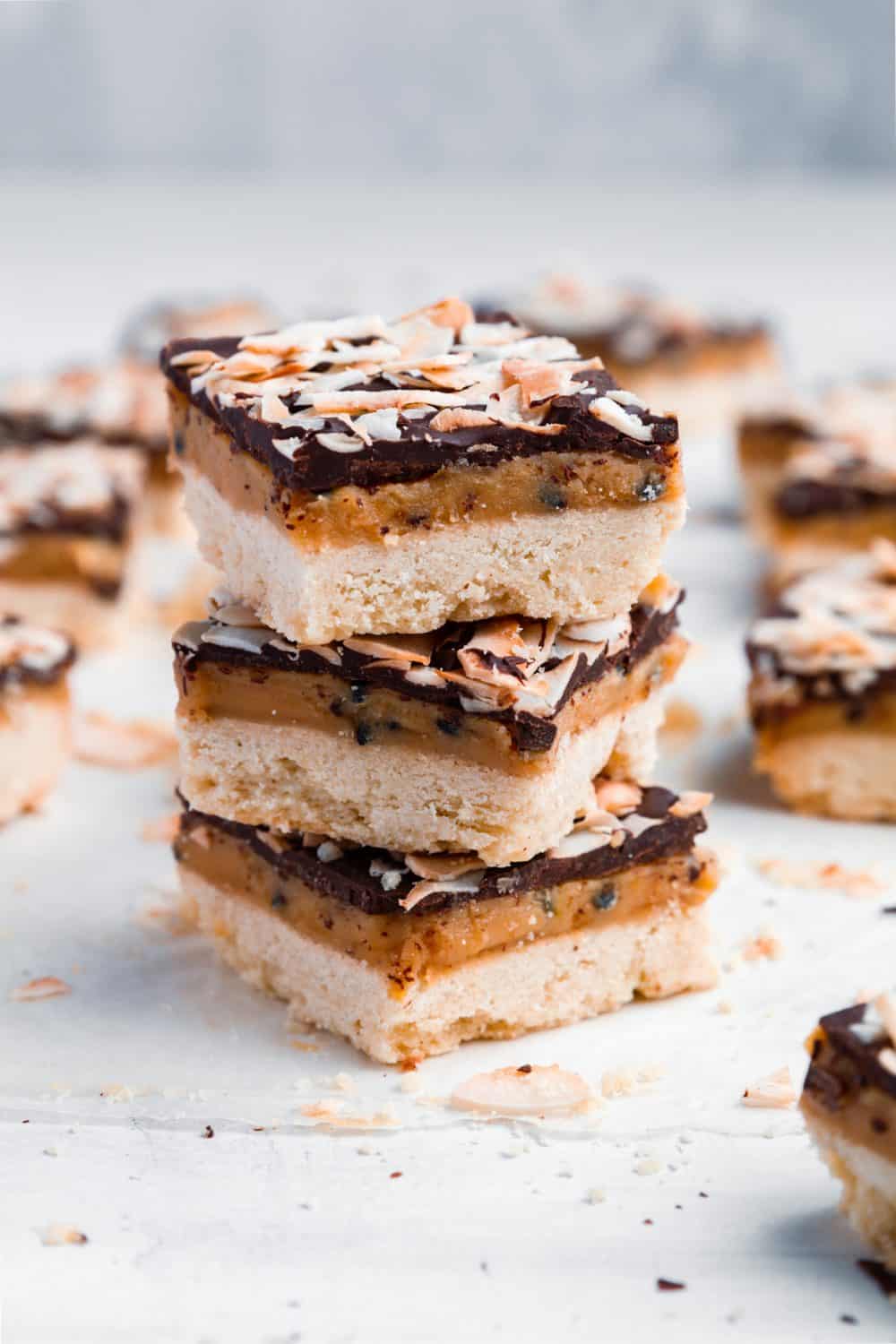 Passion Fruit Caramel Millionaire Shortbread Bars