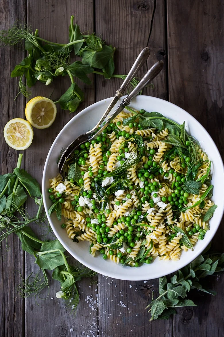 Spring Pea Pasta with Truffle Oil, Lemon and Mint