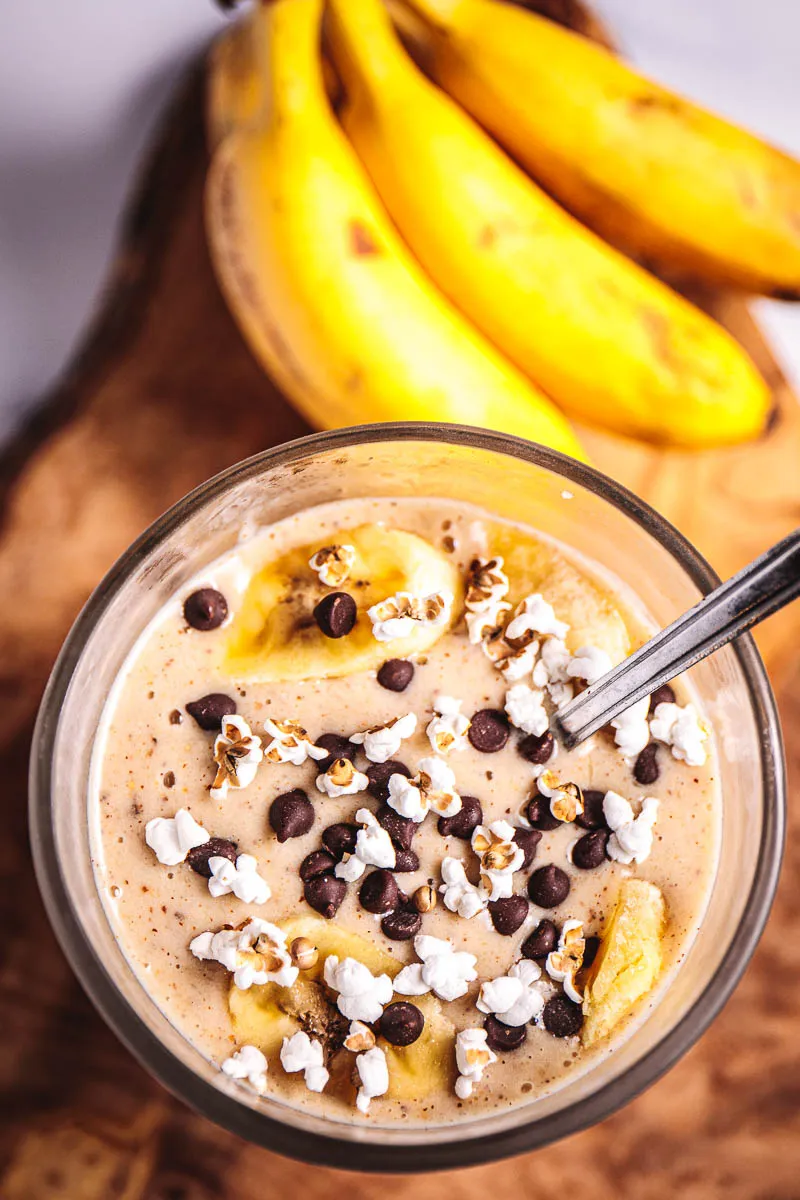 Vegan Baby Banana Split Sundae with Popped Sorghum and Chocolate Chips