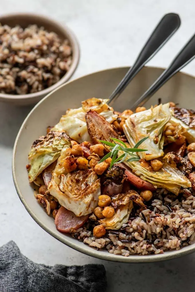 Vegan Cabbage, Potato, and Chickpea Sheet Pan Dinner