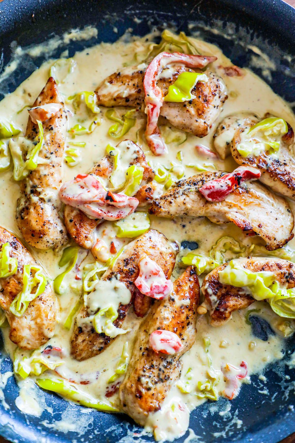 Creamy Pepperoncini Chicken Tender Skillet