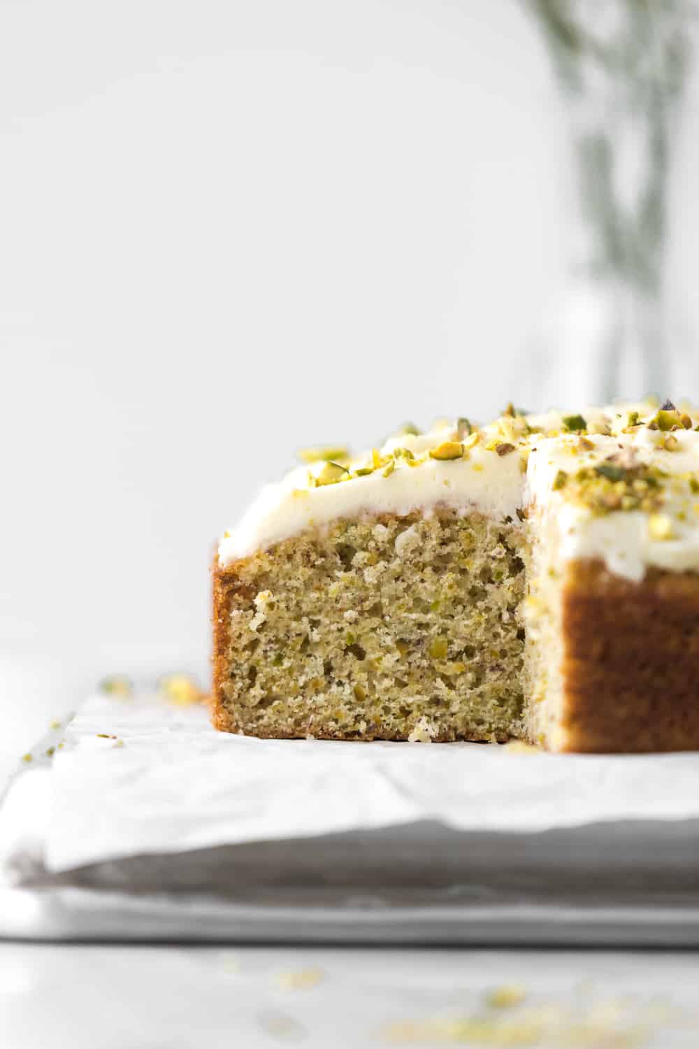 Lemon Pistachio Cake with Mascarpone Frosting