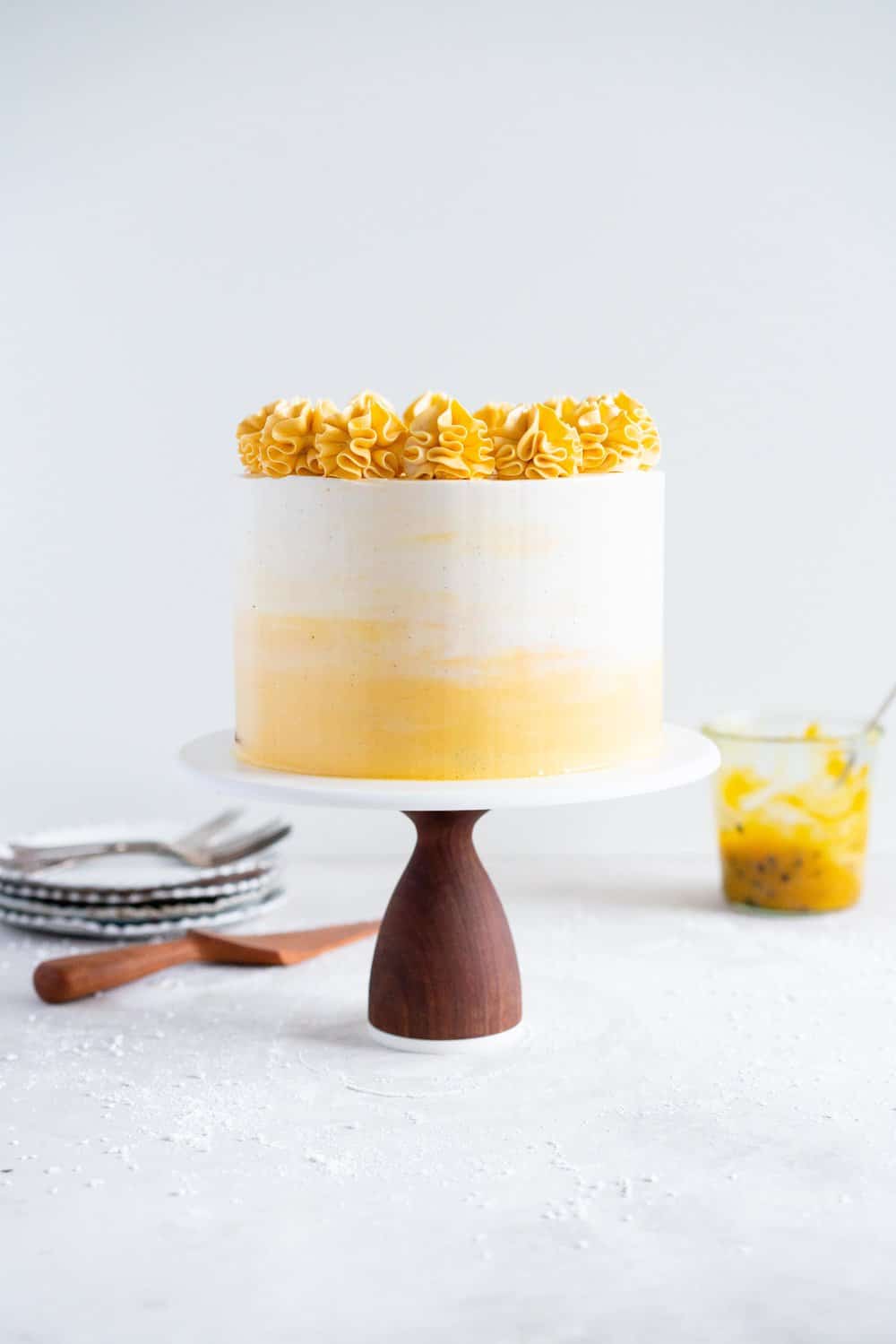 Vanilla Layer Cake with Passion Fruit Curd