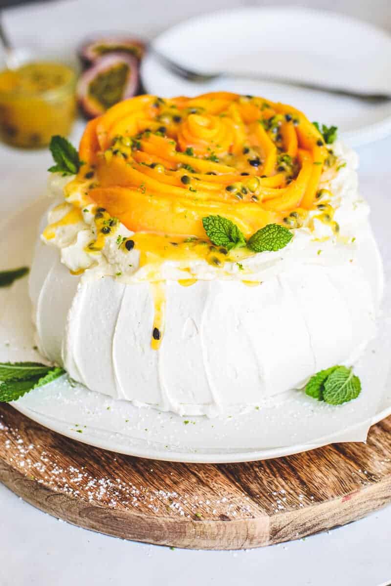 Summer Pavlova with Mango and Passion Fruit