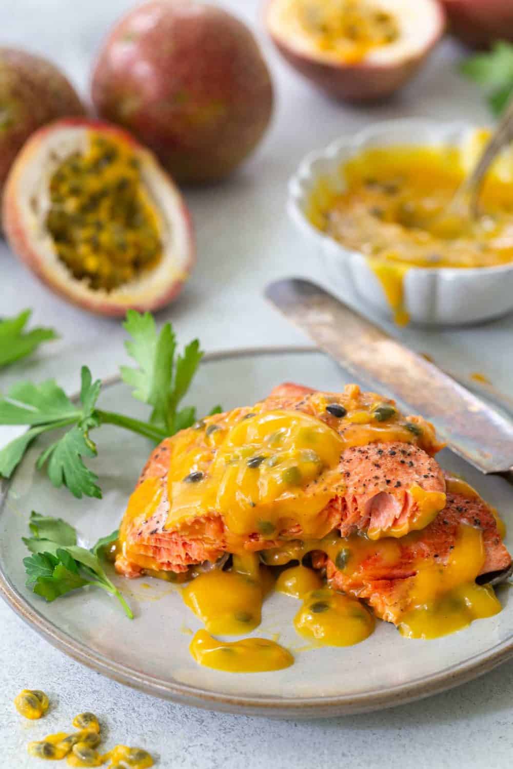 Pan Fried Salmon with Passion Fruit Sauce