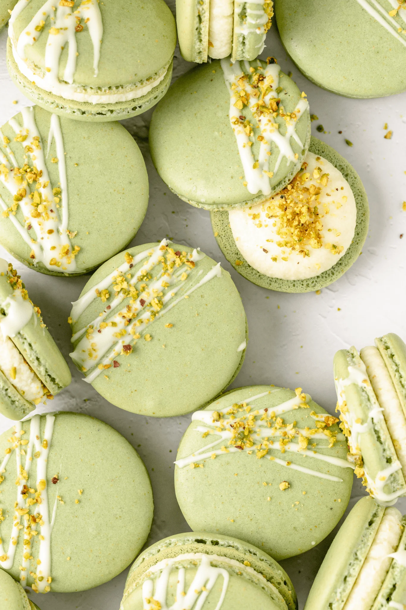 Pistachio Macarons with White Chocolate Ganache