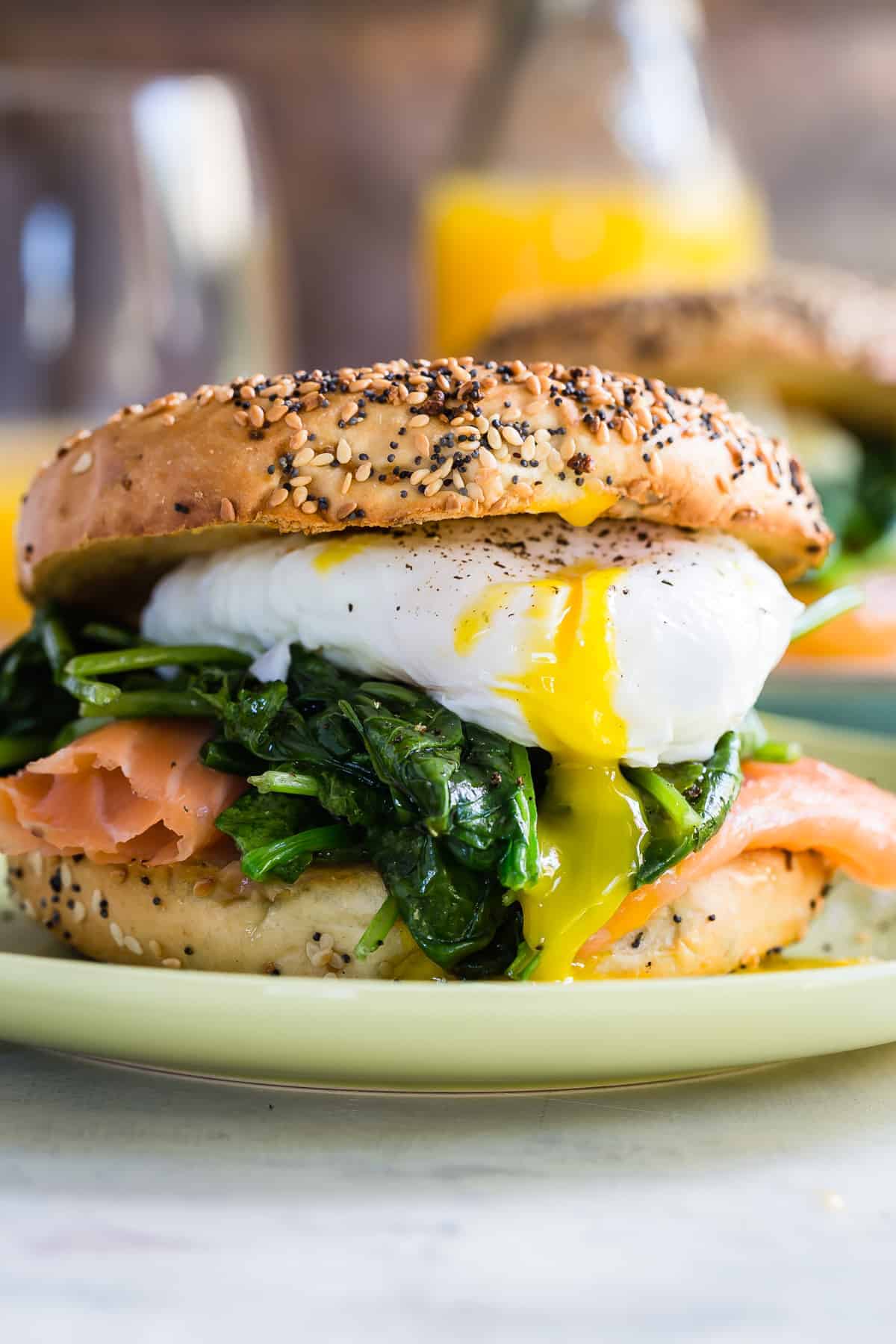 Eggs Florentine Bagel with Smoked Salmon