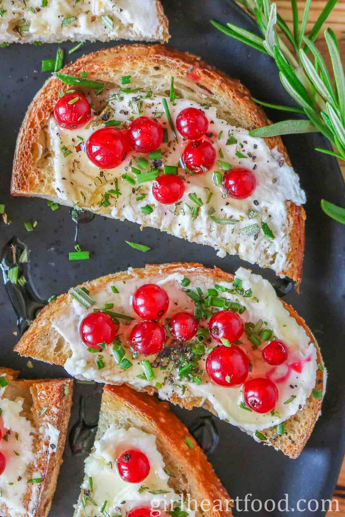 Red Currant Crostini with Goat Cheese