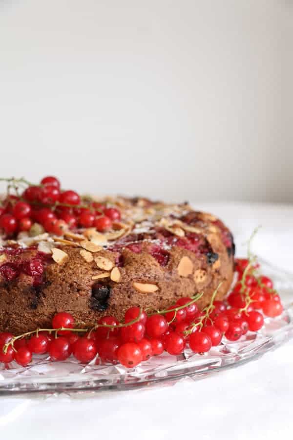 Red Currant Almond and Buckwheat Cake