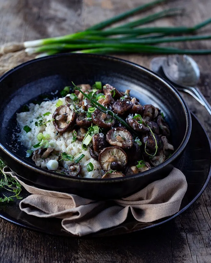 Spring Onion Fresh Thyme & Shiitake Mushroom Risotto